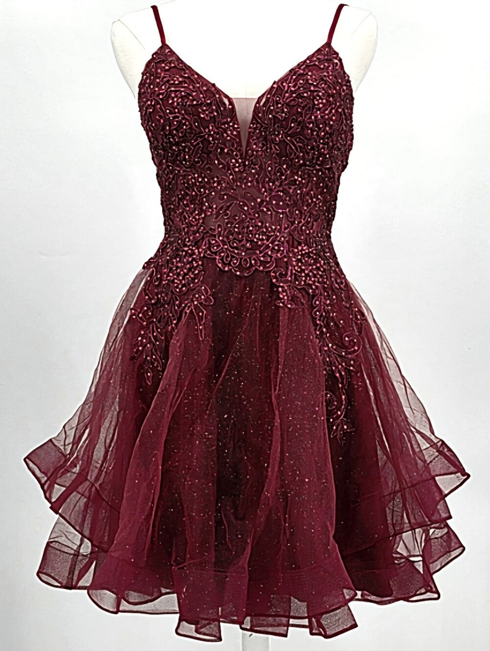 Burgundy Beaded Homecoming Dress Womens 4 May Queen Tulle Party Formal